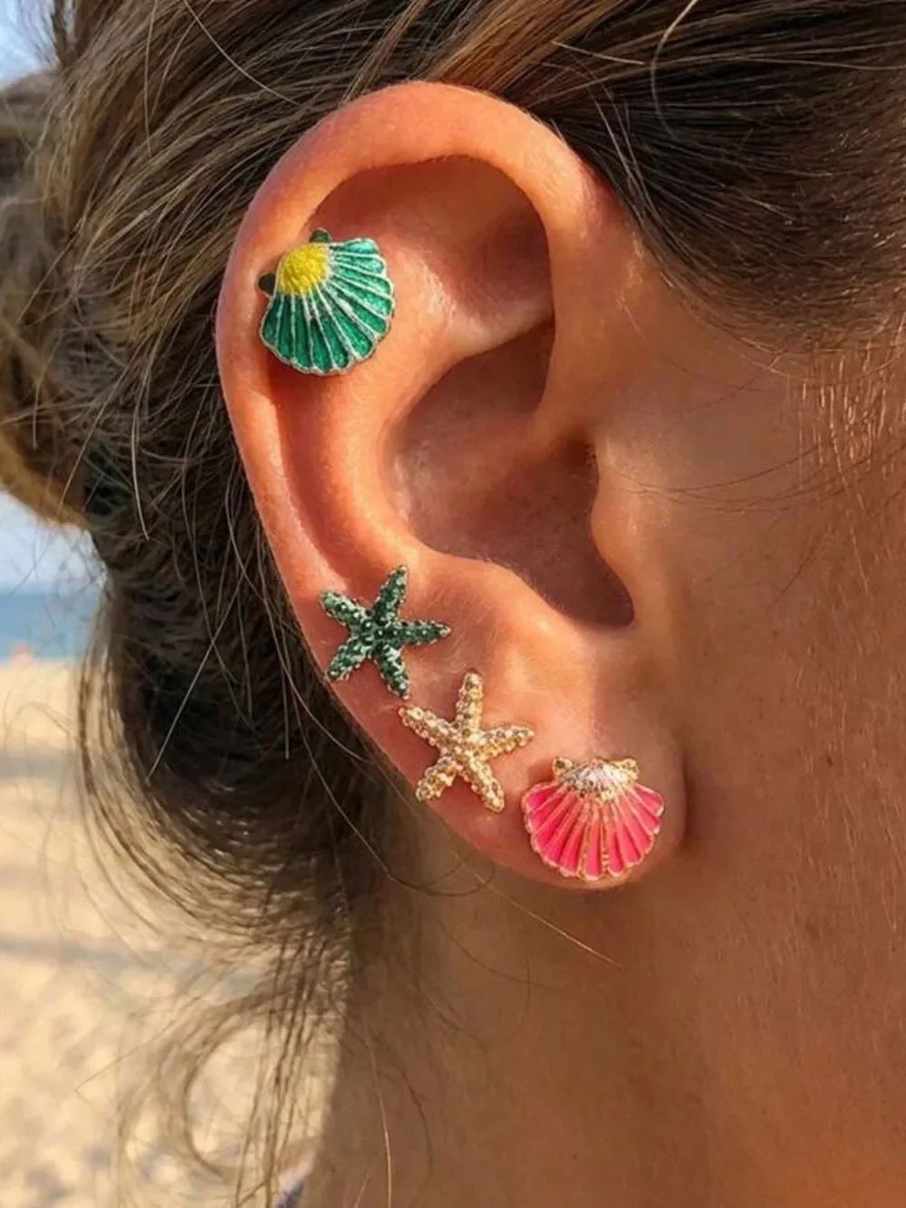 Pink Shell Stud Earrings N2245